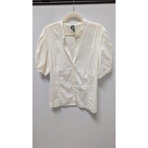 Old Navy White Short-Sleeve Button-Down Blouse